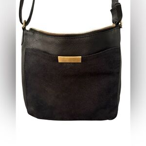 Marco Avané Bag Purse Crossbody Black Leather Suede Crossbody Bag Gold Hardware